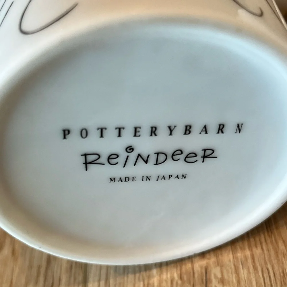 Pottery Barn Set of Reindeer Themed Mugs